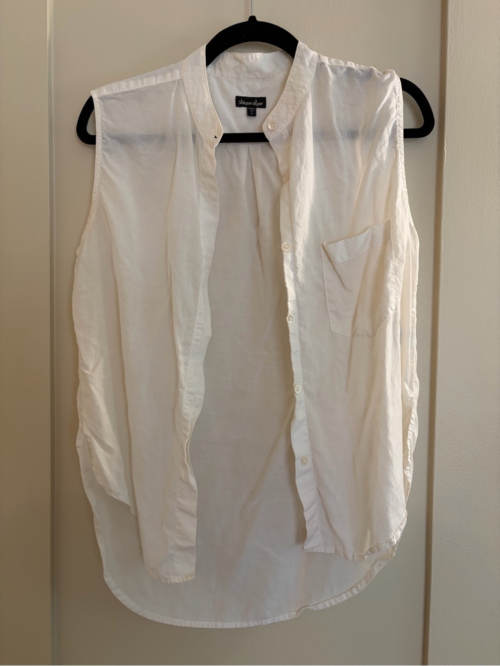 Steven Alan White Sleeveless Button-Down Shirt